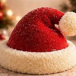 Stampo in silicone di Natale Cappello di Babbo Natale: il dolce finito